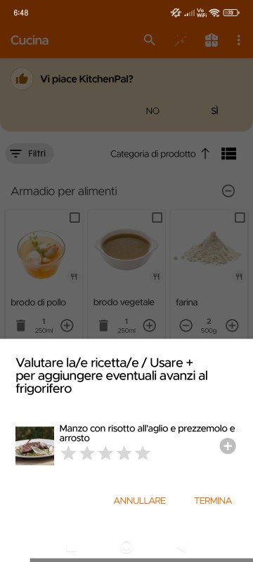 Create dish/leftover option in inventory